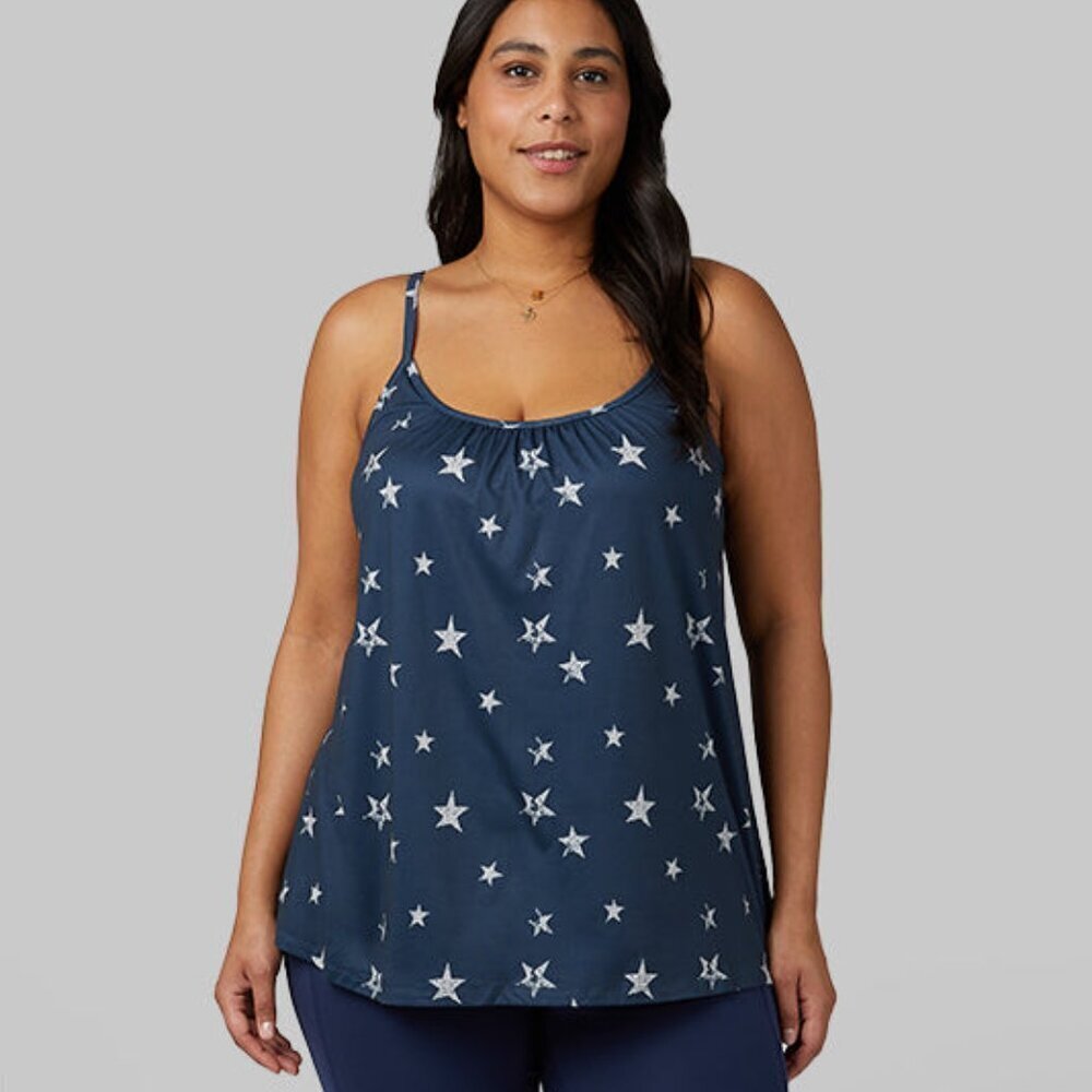 NEW 32 Degrees Navy Star Flowy Bra Cami XXL - Picture 6 of 8